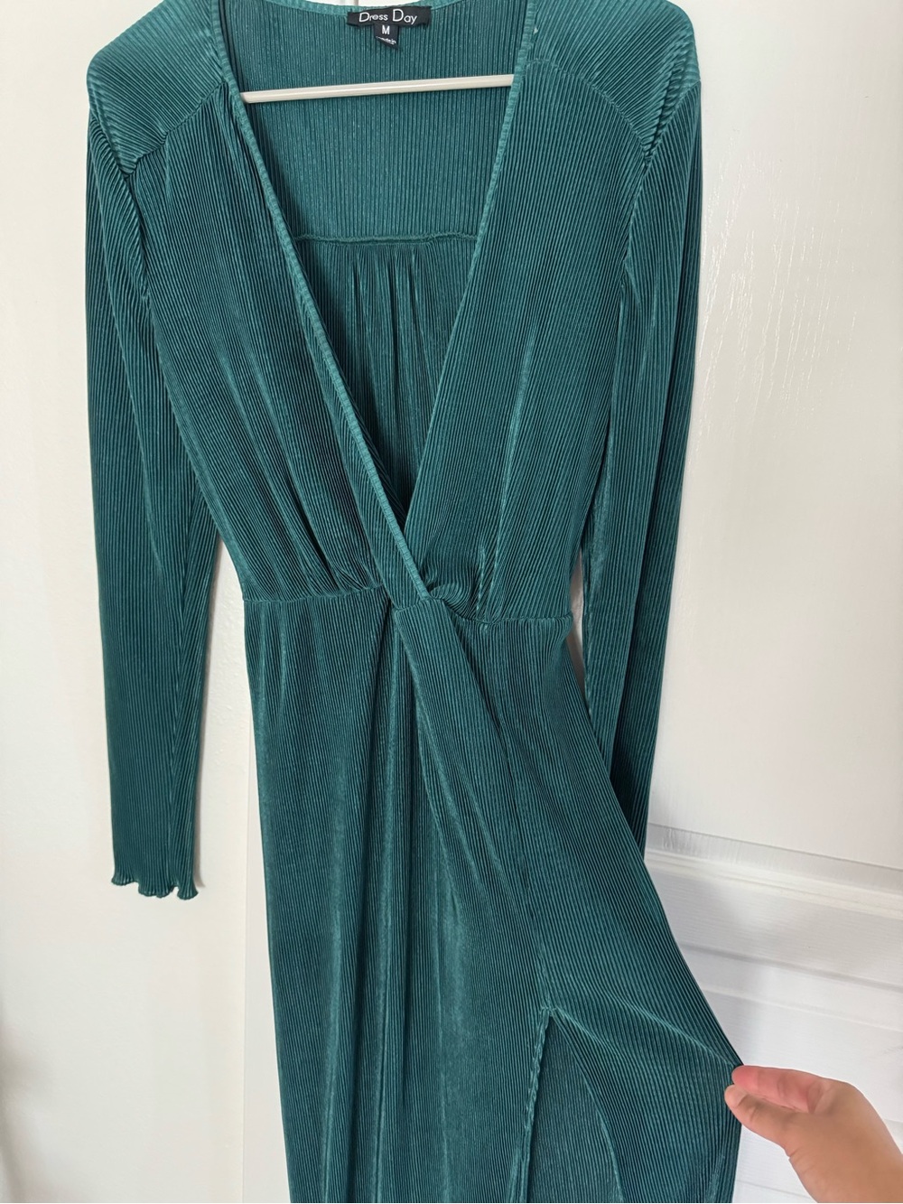 Long Sleeve Teal Wrap Maxi Dress